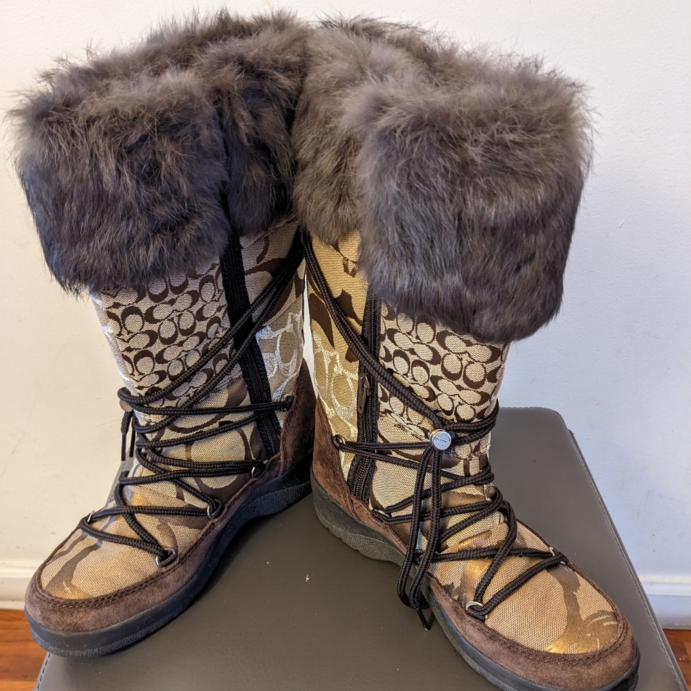 Coach Laurilyn Patchwork Q139 Winter Boots, Size 6